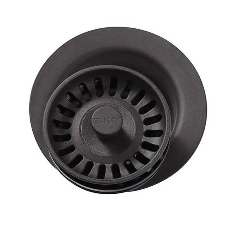 Disposal Flange with Removable Basket Strainer and Rubber Stopper Black 3-1/2 Inch Polymer for Sinks with 3-1/2