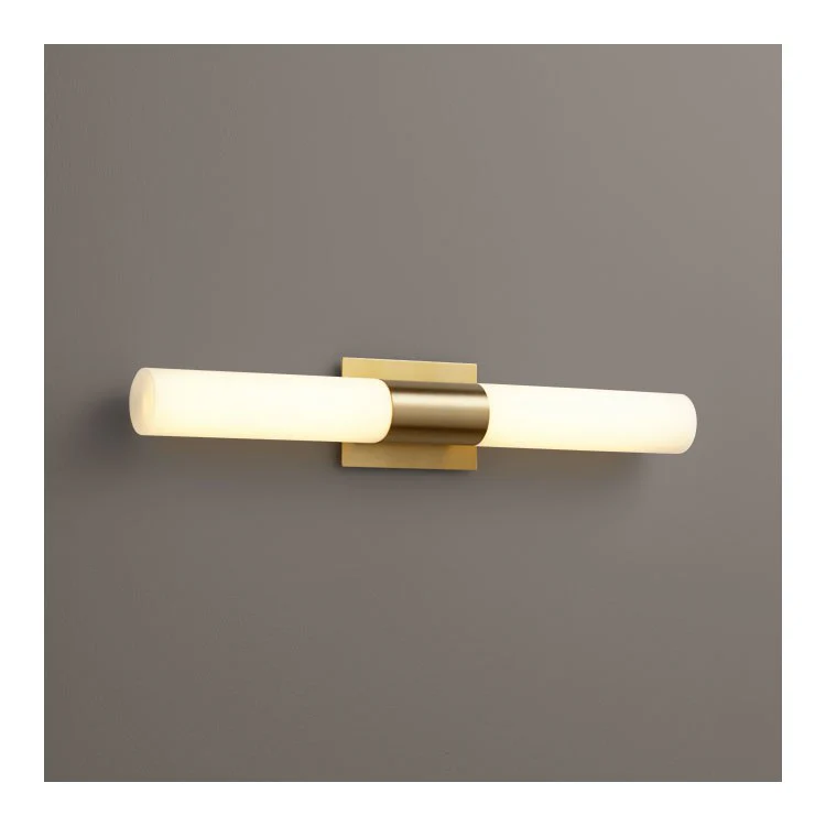 Magneta Two-Light LED Bathroom Vanity Fixture with Glass Shades - Satin Nickel - Frankwebs