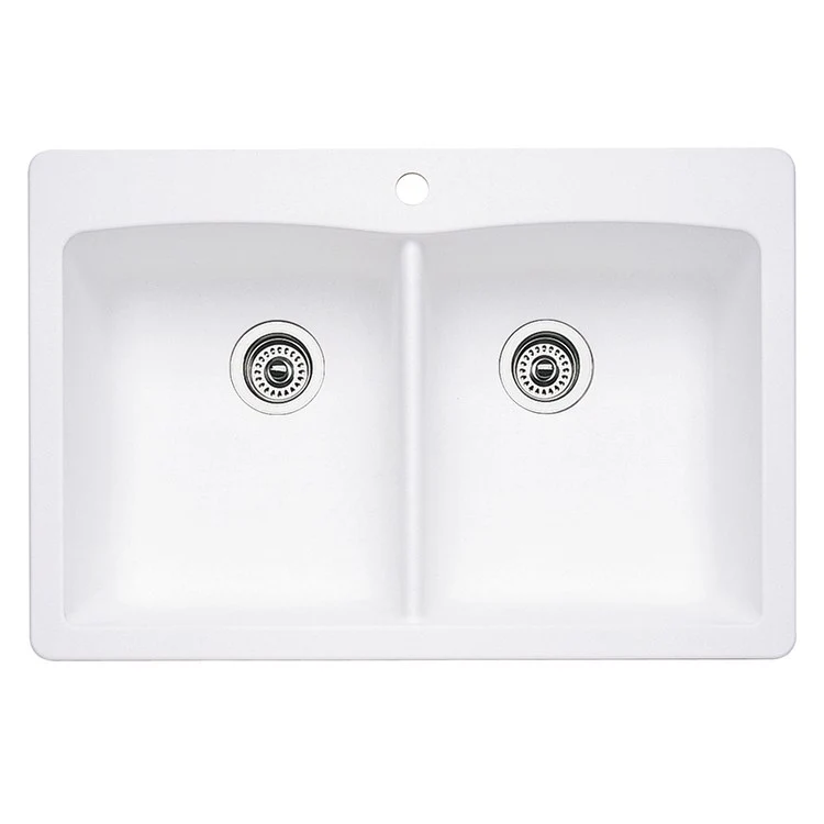 Kitchen Sink Diamond 33 x 22 Inch Double Bowl Equal Double 1 Hole Coal Black Drop-In/Undermount - Frankwebs