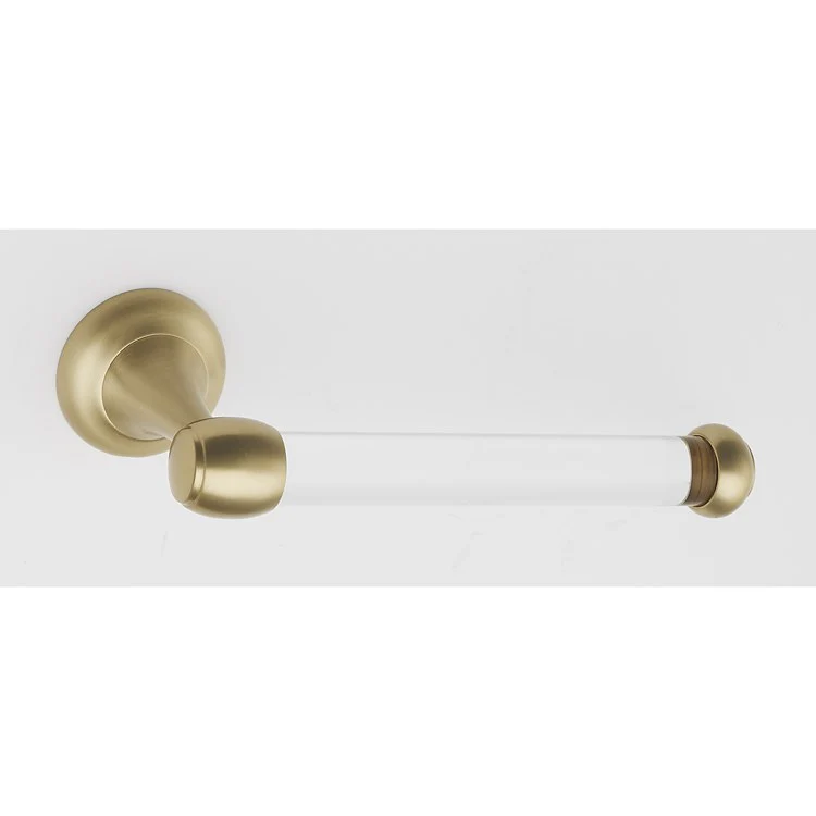 Toilet Paper Holder Royale Acrylic Bath Single Post Satin Brass 7-1/16 Inch 3-1/8 Inch Wall Mount - Frankwebs