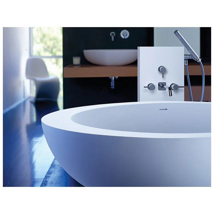 Soaking Tub Cascara 71 x 42 Inch Freestanding Center Biscuit Gloss Sculpturestone 80 Gallons 22-3/4 Inch - Frankwebs