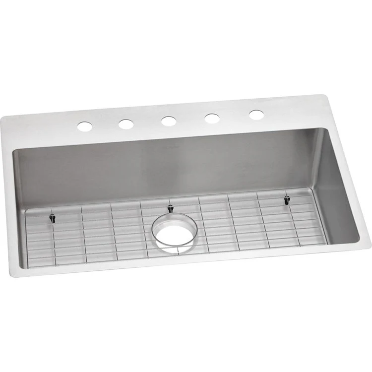 Kitchen Sink Crosstown 33 x 22 Inch Single Bowl Kit 5 Hole Polished Satin Drop-In Undermount Stainless Steel 18 Gauge - Frankwebs