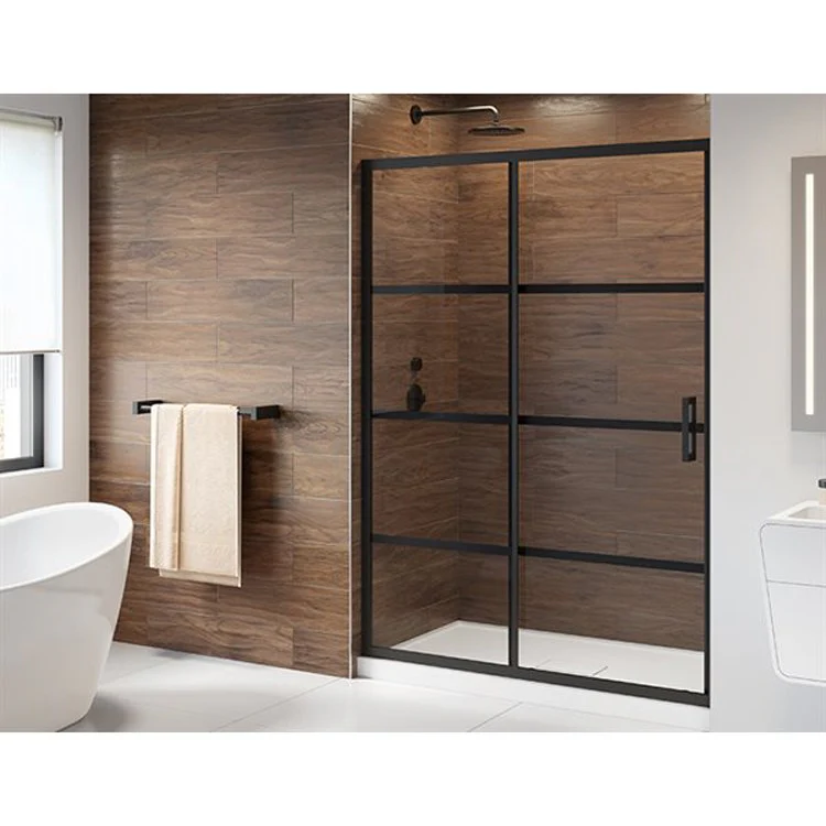 Shower Door Latitude Inline 60 x 79 Inch Matte Black Clear with Black 5/16 Inch - Frankwebs