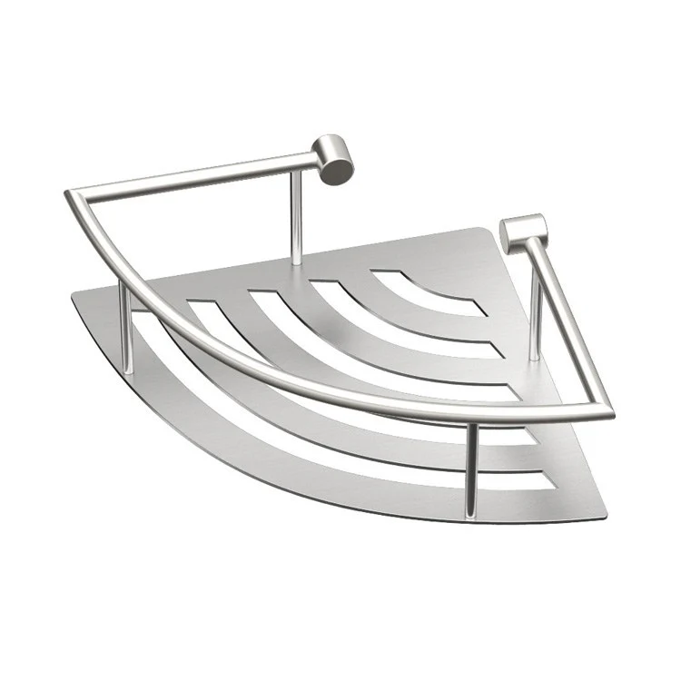 Shelf Elegant Corner Shelf with Rails Brushed 8 Inch Stainless Steel - Frankwebs