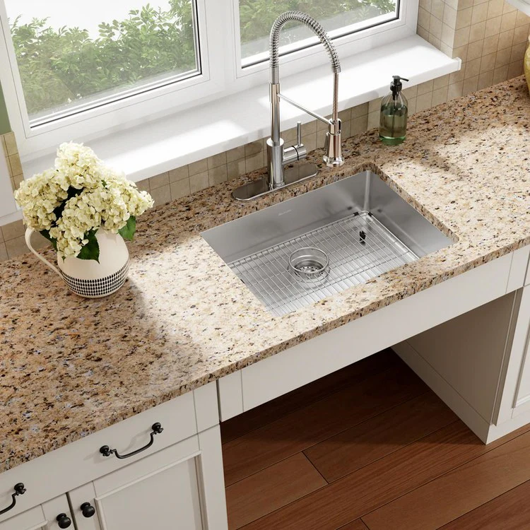 Kitchen Sink Crosstown 25 x 22 Inch Single Bowl 3 Hole ADA Polished Satin Drop-In Undermount Rectangle Drain Location Rear Center Depth 6 Inch Sound Guard - Frankwebs