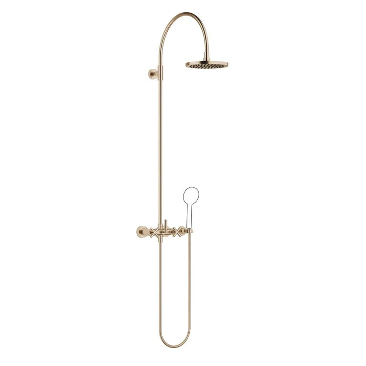 Shower Set TARA Exposed with Mixer Less Handshower 3 Cross/Lever Brushed Champagne 1.8 Gallons per Minute - Frankwebs