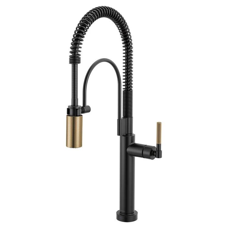 Kitchen Faucet Litze Smarttouch Semi Professional 1 Knurled Handle ADA Matte Black/Brilliance Luxe Gold Gooseneck 360 DEG Swivel 1 Hole SmartTouch Technology with TempID 1.8 Gallons per Minute - Frankwebs