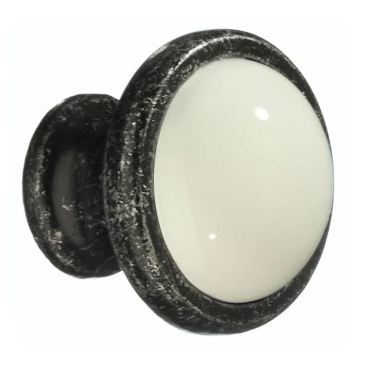 Knob Round for Cabinet Pewter/White Zinc/Ceramic 1-1/2 x 1-1/2 x 1-1/2 Inch - Frankwebs