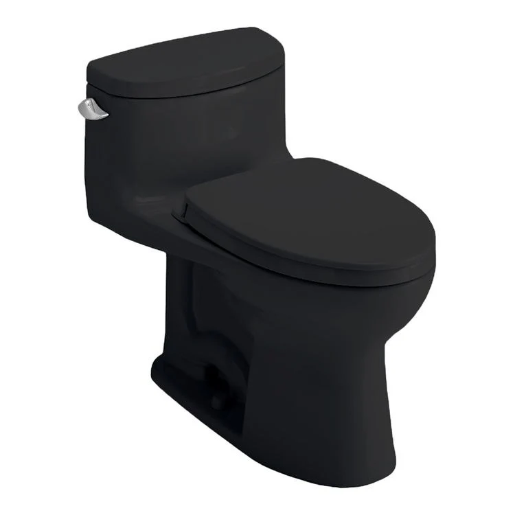 Toilet Supreme ll 1 Pieces Universal Height Washlet Ready Ebony Elongated ADA 25-5/8 Inch 1.28 Gallons per Flush Left Hand Chrome Soft Close - Frankwebs