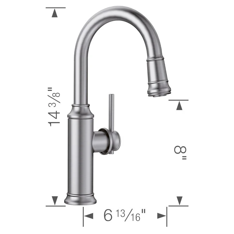 Empressa Single Handle Pull Down Bar/Prep Faucet - Stainless Steel - Frankwebs