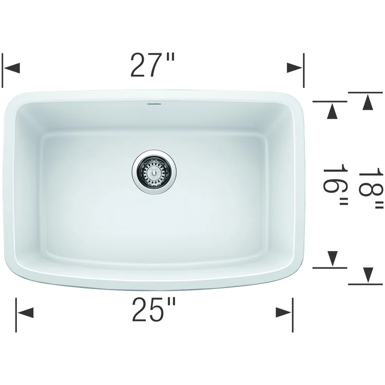 Kitchen Sink Valea 27 x 18 Inch Single Bowl Single White Undermount Rectangle - Frankwebs