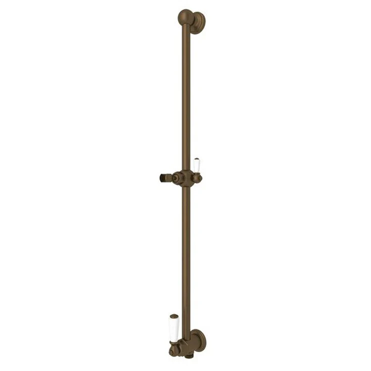 Handshower Bar Edwardian with Integrated Volume Control & Outlet Unlacquered Brass 25 Inch - Frankwebs