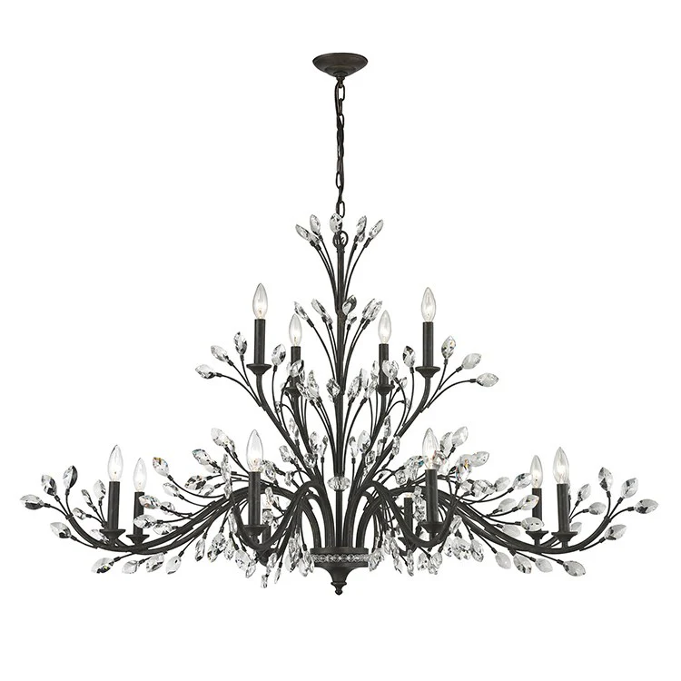 Crystal Branches Twelve-Light Two-Tier Chandelier - Frankwebs