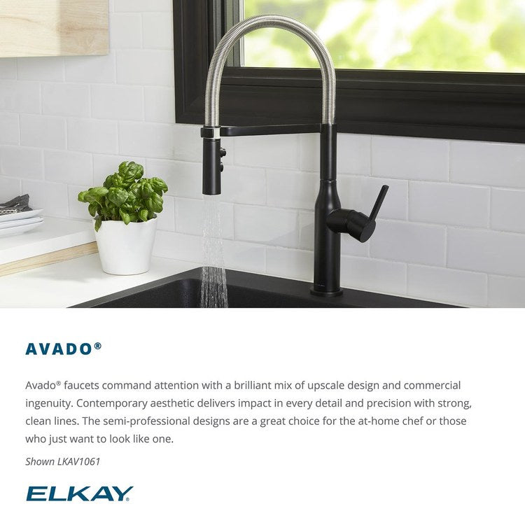 Kitchen Faucet Avado Deck Mount 1 Forward Only Lever ADA Black Stainless/Chrome Semi-Pro 1 Hole Spout Height 20-1/16 Inch - Frankwebs