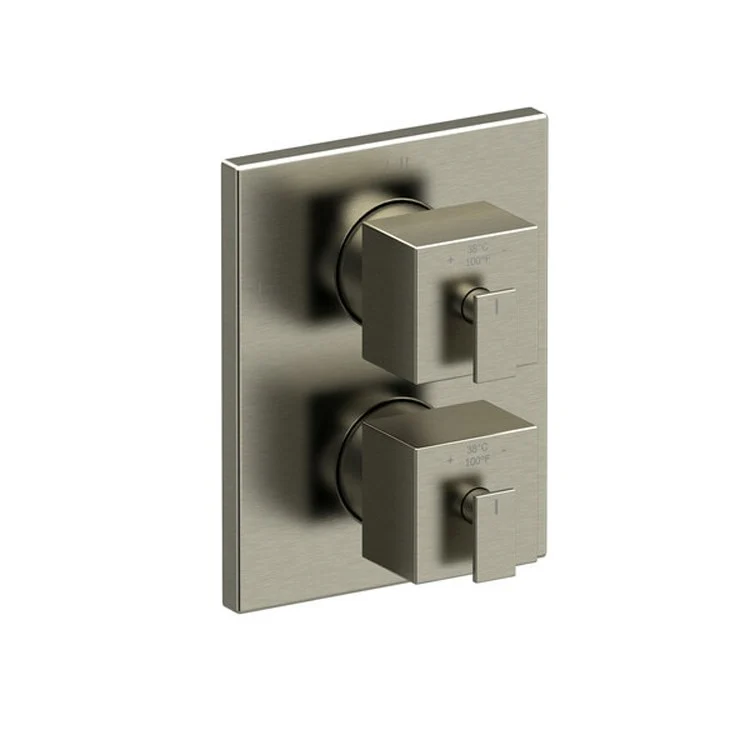 Thermostatic and Pressure Balance Valve Trim Kubik 3/4 Inch Rectangular 4-Way 6 Function 2 Lever Chrome - Frankwebs