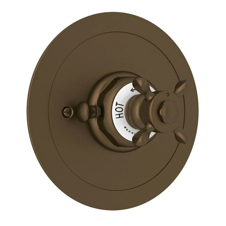 Thermostatic Trim Edwardian 3/4 Inch without Volume Control Round 1 Cross English Gold Brass - Frankwebs