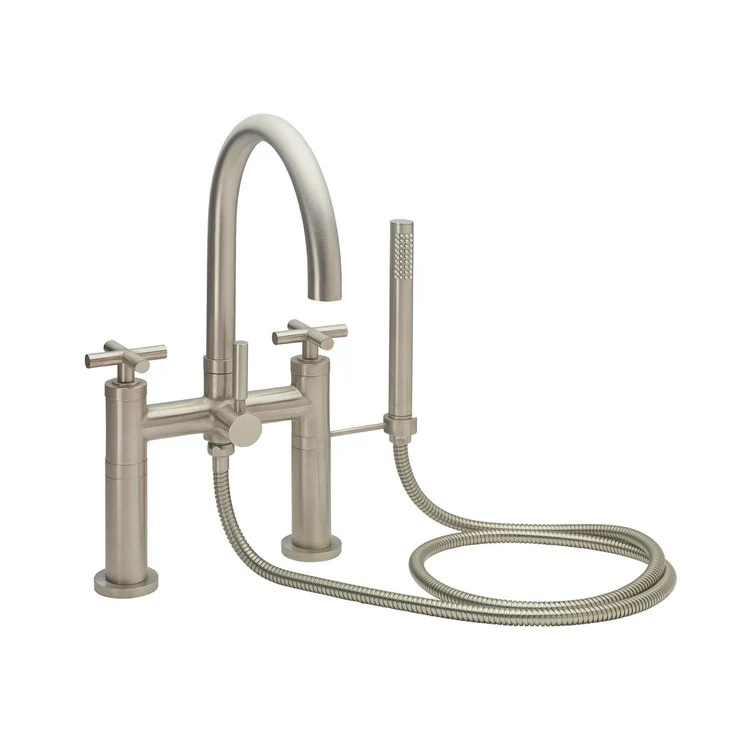 Tub Filler Asilomar Contemporary Deck Mount with Handshower 7 Inch Spread 3 Series 77 Lever ADA Satin Nickel 2 Hole - Frankwebs