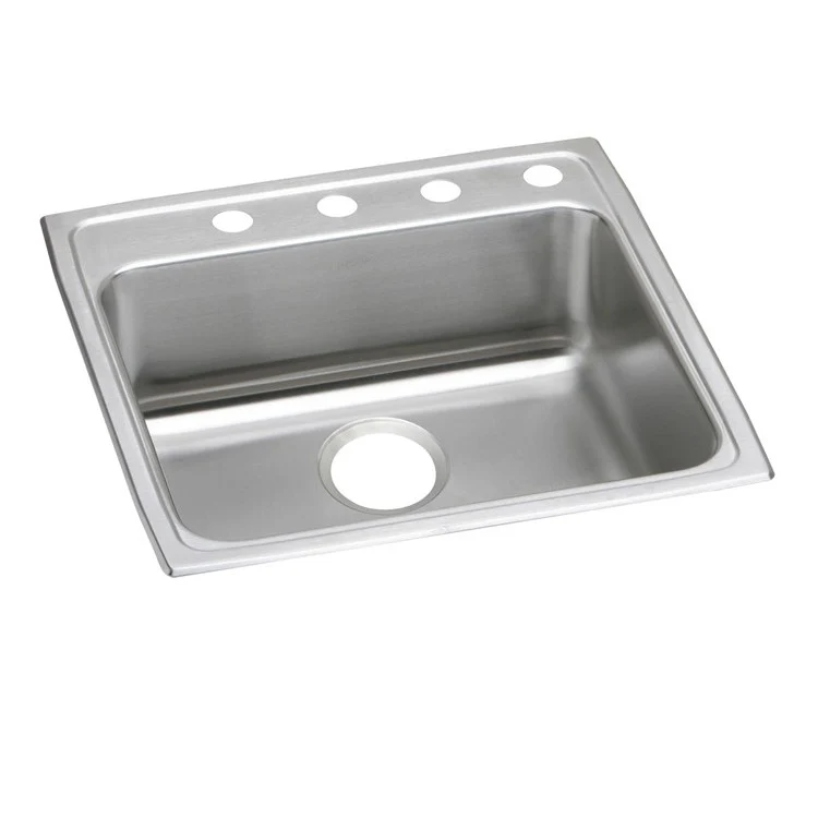 Kitchen Sink Lustertone Classic 22 x 22 Inch Single Bowl ADA Lustrous Satin Drop-In Square Drain Location Rear Center Depth 5-1/2 Inch Bottom Only Pads - Frankwebs