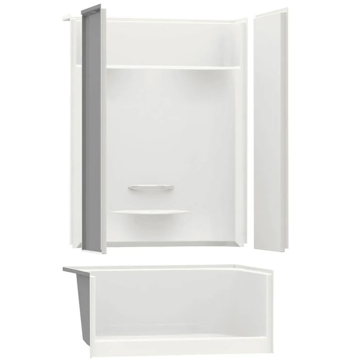 Shower Module 47-7/8 x 33-5/8 x 80-1/8 Inch AcrylX White 4 Pieces Left Hand - Frankwebs
