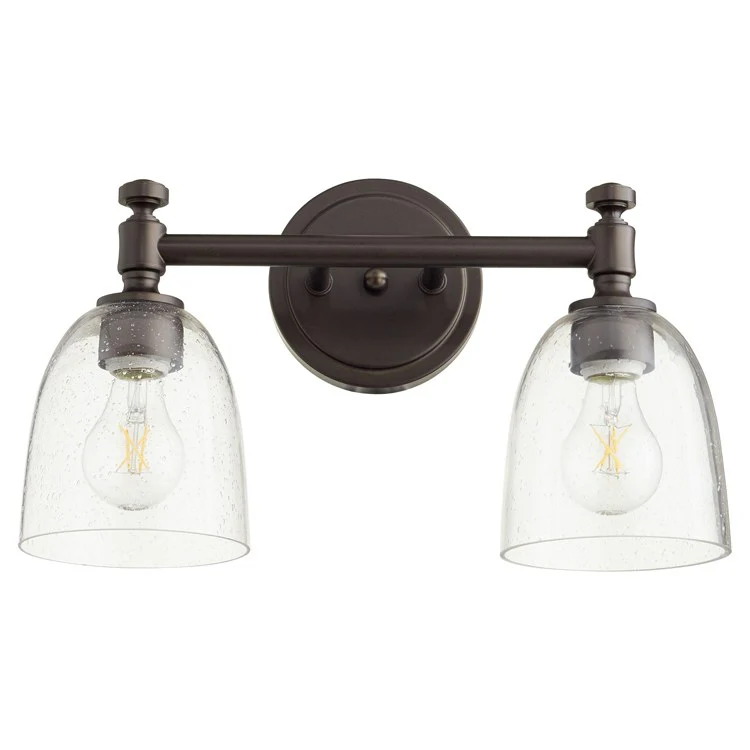Rossington Two-Light Bathroom Vanity Fixture with Clear Seeded Glass Shades - Frankwebs