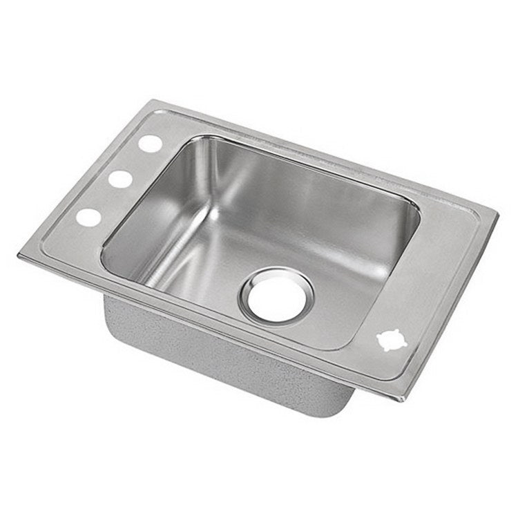 Classroom Sink Lustertone 31 x 19.5 Inch Single Bowl ADA 4 Hole Lustrous Highlighted Satin Top Mount Minimum Cabinet Size 36 Inch 6 Inch Quick Clip Mounting System 18 Gauge Full Spray Sides and Bottom Mounting Hardware Included for Up to 3/4IN Counte - Frankwebs
