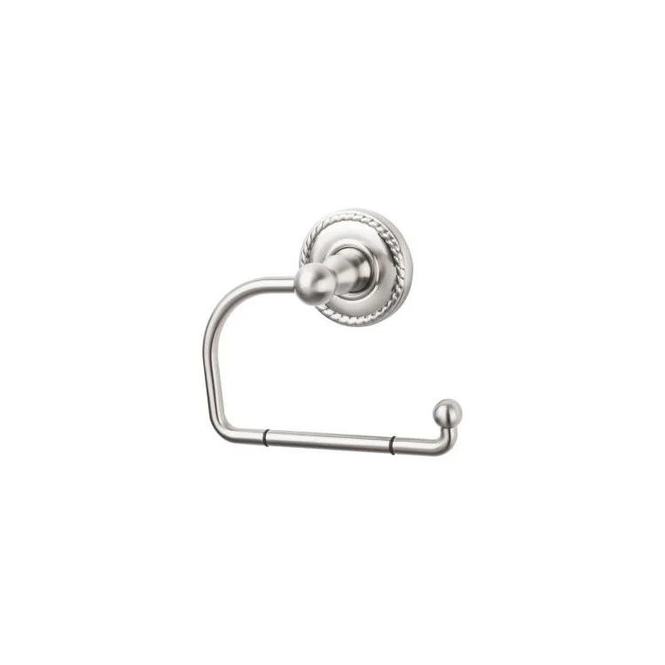 Edwardian Open Post Toilet Paper Holder with Rope Backplate - Brushed Satin Nickel - Frankwebs