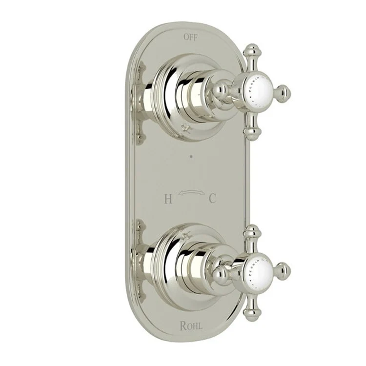 Thermostatic Trim Georgian Era 1/2 Inch with Diverter 2 Cross Polished Nickel Brass - Frankwebs