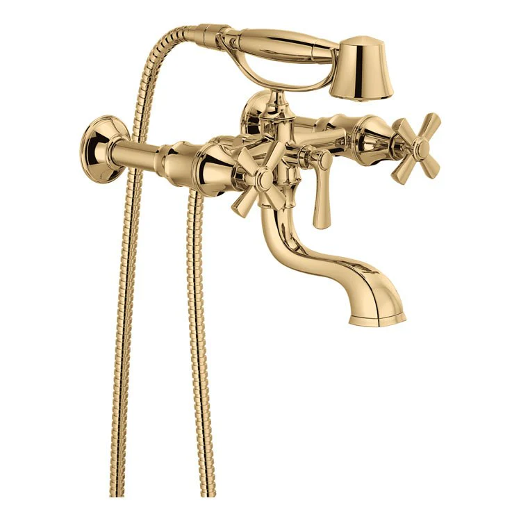 Tub Filler Trim Rook 2 Cross Brilliance Luxe Gold ADA 8 Inch Spread - Frankwebs