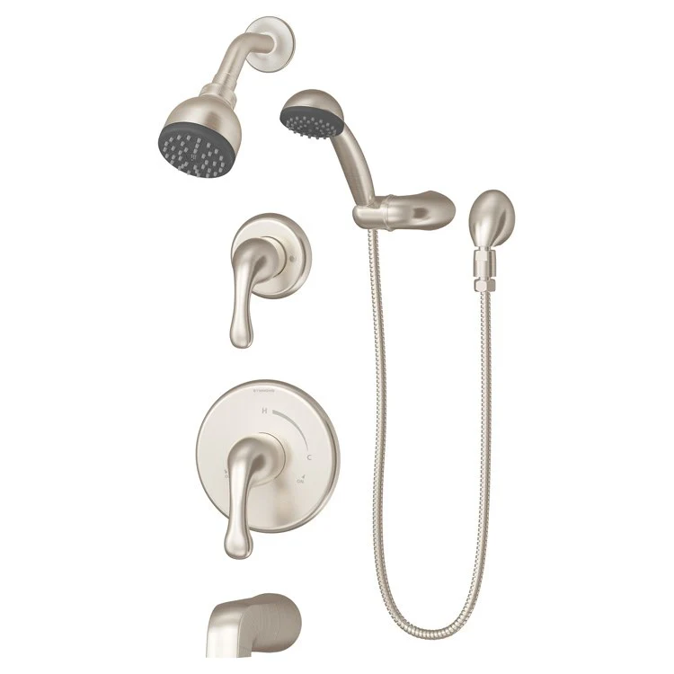 Tub and Shower Trim Unity Round with Handshower 2 Lever Satin Nickel ADA 1.5 Gallons per Minute - Frankwebs