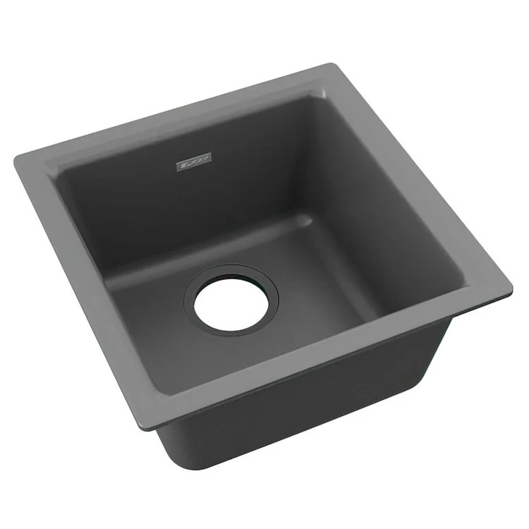 Kitchen Sink Quartz Classic 15.75 x 15.75 Inch Single Bowl Bar Dusk Gray Drop-In Undermount - Frankwebs