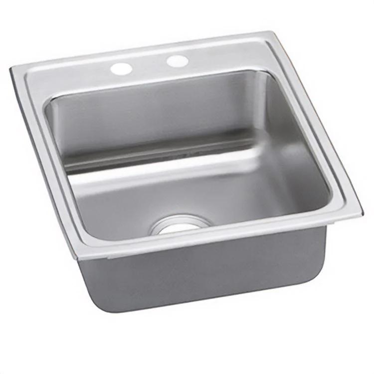 Kitchen Sink Lustertone Classic 19.5 x 22 Inch Single Bowl 2 Hole ADA Lustrous Satin Drop-In Rectangle Drain Location Rear Center Depth 5 Inch Quick Clip Mounting System Bottom Only Pads - Frankwebs