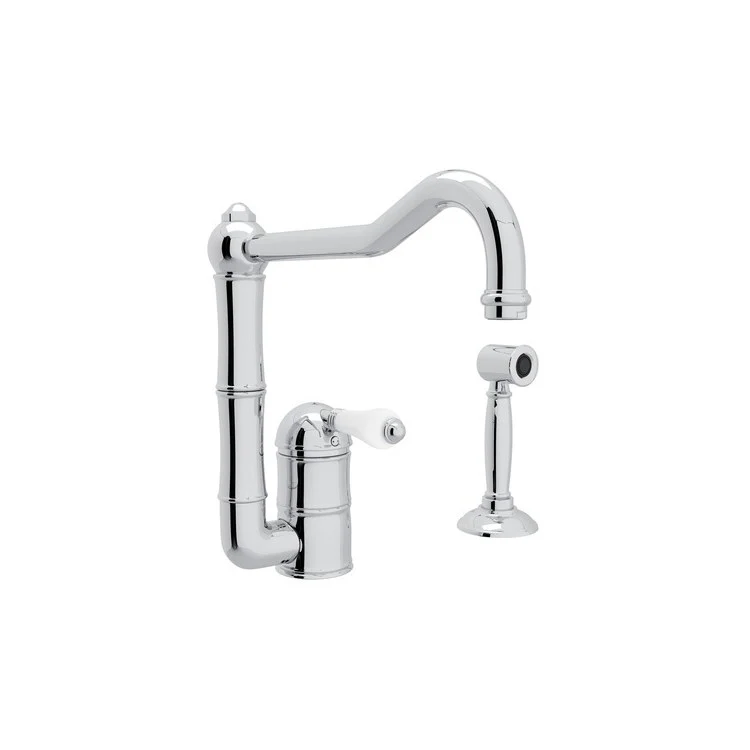 Kitchen Faucet Acqui with Sidespray Column Spout 1 Porcelain Lever Polished Chrome 1.5 Gallons per Minute Brass - Frankwebs