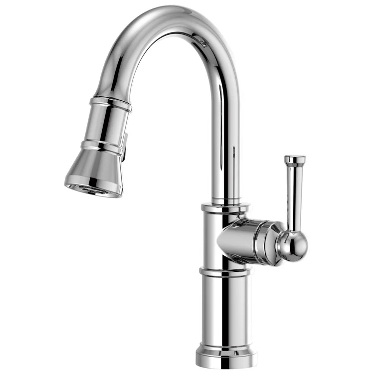 Prep Faucet Artesso 1 Lever ADA Brilliance Polished Nickel Pull Down 2 Function Wand Aerated Stream/Spray 360 Degree Swivel - Frankwebs