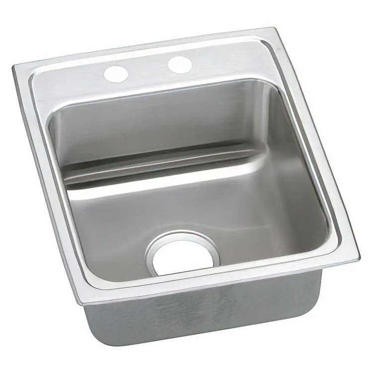Kitchen Sink Lustertone Classic 17 x 20 Inch Single Bowl MR2 Hole ADA Lustrous Satin Drop-In Rectangle Drain Location Rear Center Depth 6-1/2 Inch Quick Clip Mounting System Bottom Only Pads - Frankwebs