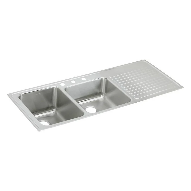 Kitchen Sink Lustertone Classic 54 x 22 Inch Double Bowl Offset with Right Drain Board 1 Hole Lustrous Satin Drop-In - Frankwebs