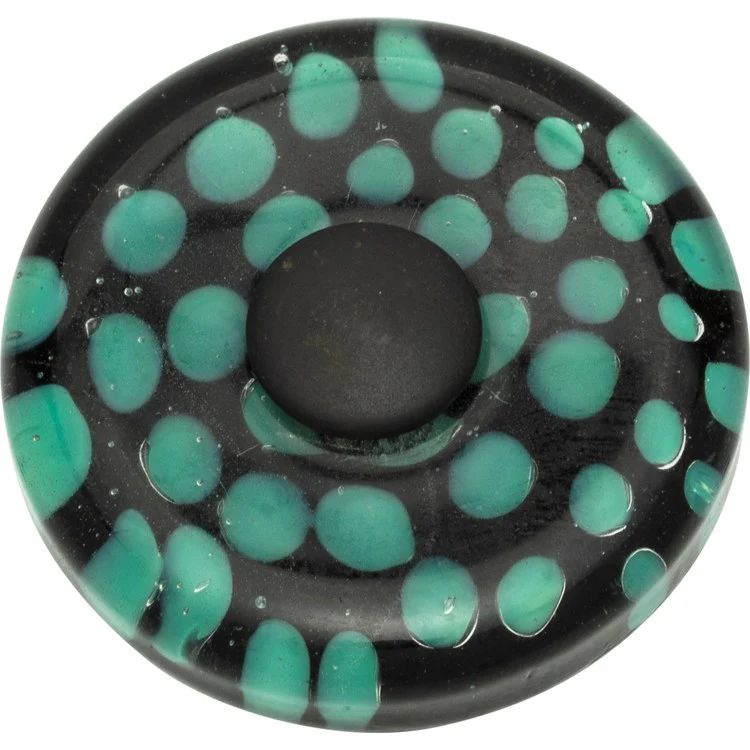 Knob Atlas Emerald Polka Dot Glass Matte Black Brass & Glass 1-1/2 Inch - Frankwebs