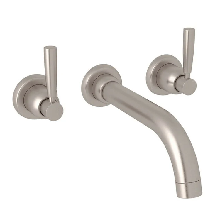 Tub Filler Holborn Wall Mount 2 Lever Fixed Spout Satin Nickel - Frankwebs