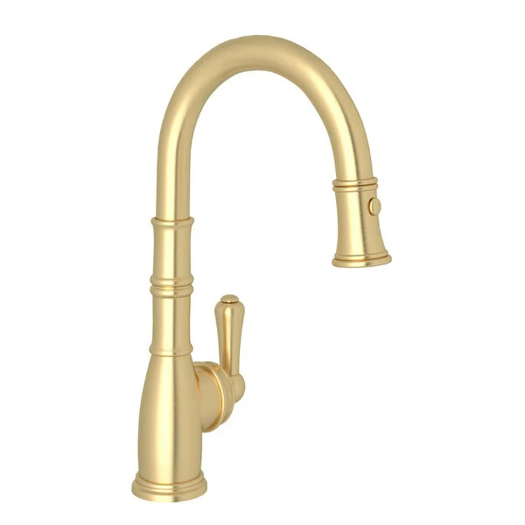 Bar Faucet Georgian Era 1 Lever Satin English Gold Pull Down Dual Spray Spout 1.75 Gallons per Minute - Frankwebs