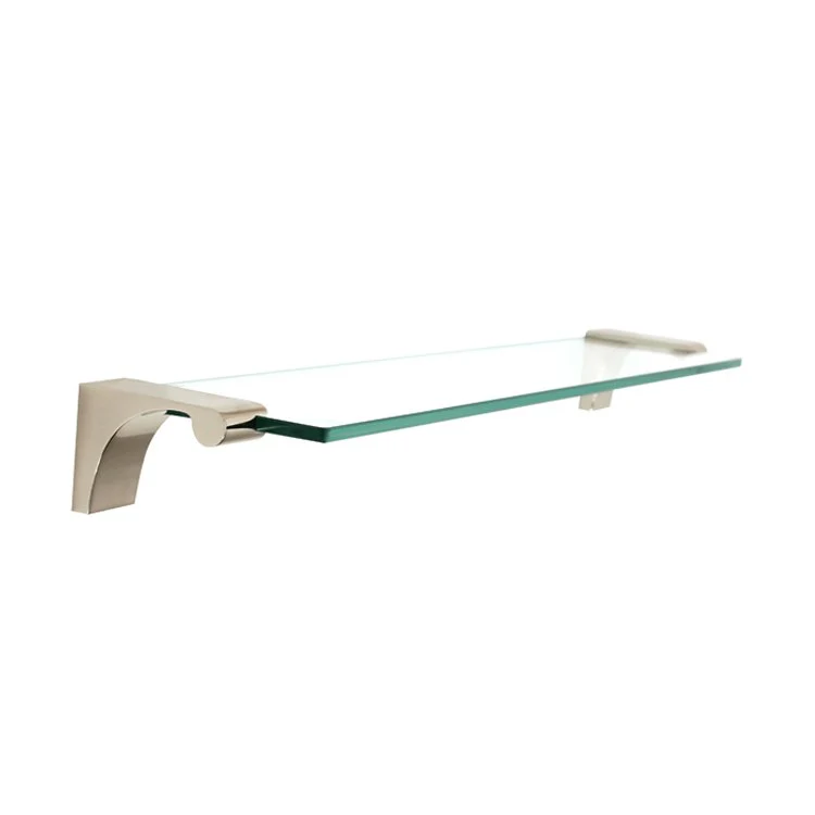 Shelf Luna with Brackets Satin Nickel 18 Inch Brass/Glass - Frankwebs
