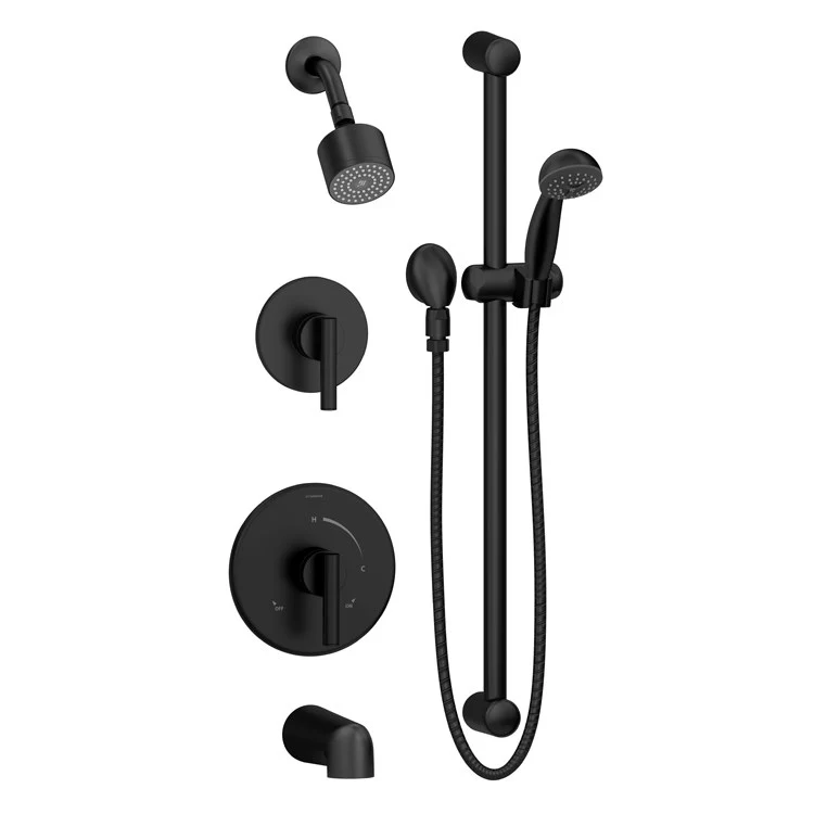 Tub and Shower Trim Dia Round with Volume Control Showerhead Diverter Slide with Handshower & Holder Wall Connection 2 Lever Matte Black ADA 1.5 Gallons per Minute - Frankwebs