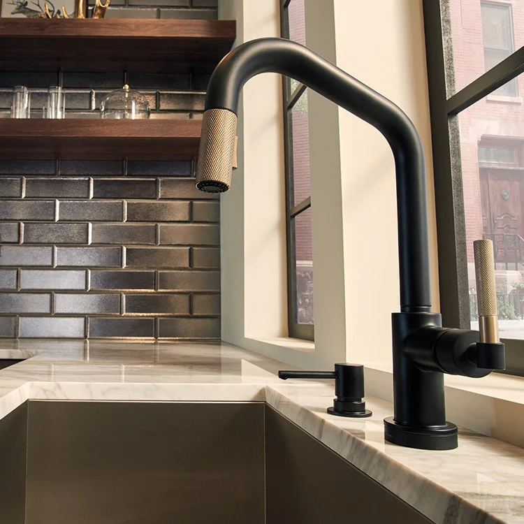 Litze Single Handle SmartTouch Pull Down Faucet with Angled Spout/Knurled Handle - Frankwebs