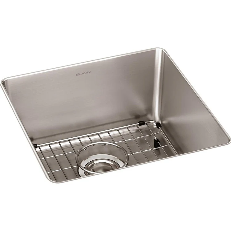 Sink Kit Lustertone Iconix 18.5 x 18.5 Inch Single Bowl Luminous Satin Bottom Grid Drain Strainer - Frankwebs