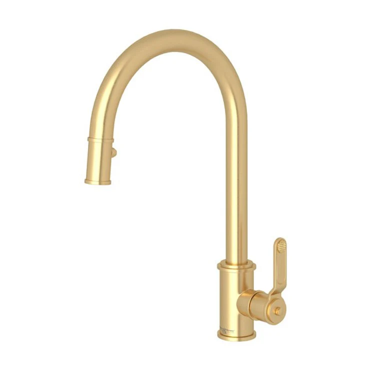 Kitchen Faucet Armstrong 1 Lever Satin English Gold Dual Spray Pull Down C-Spout 1.75 Gallons per Minute - Frankwebs