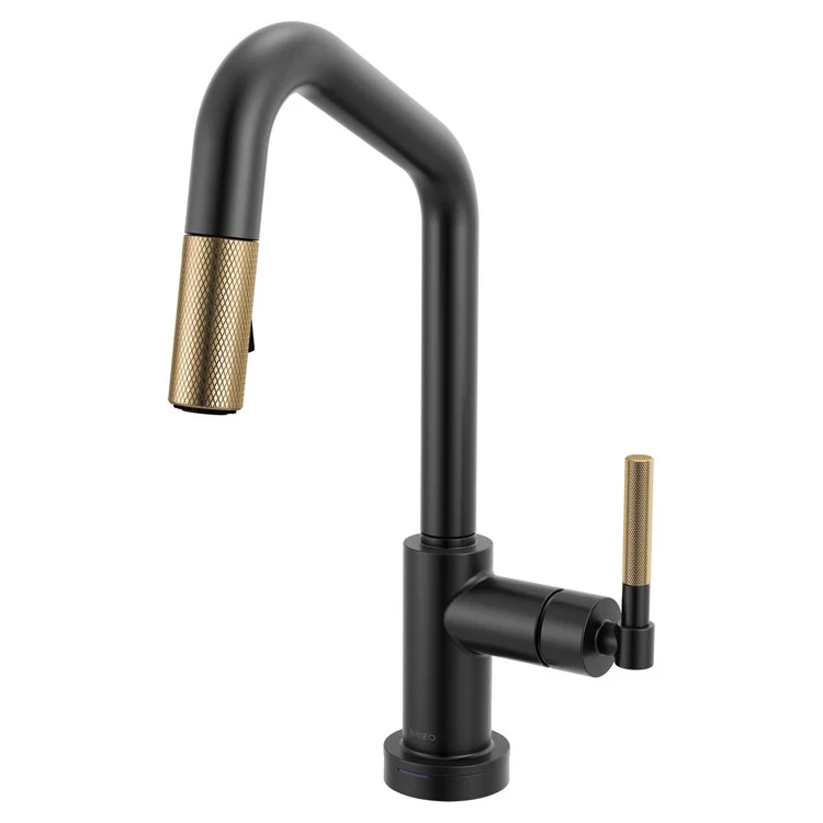 Prep Faucet Litze Smarttouch 1 Knurled Handle ADA Matte Black/Brilliance Luxe Gold Pull Down Dual Function Angle 360 DEG Swivel 1.8 Gallons per Minute - Frankwebs
