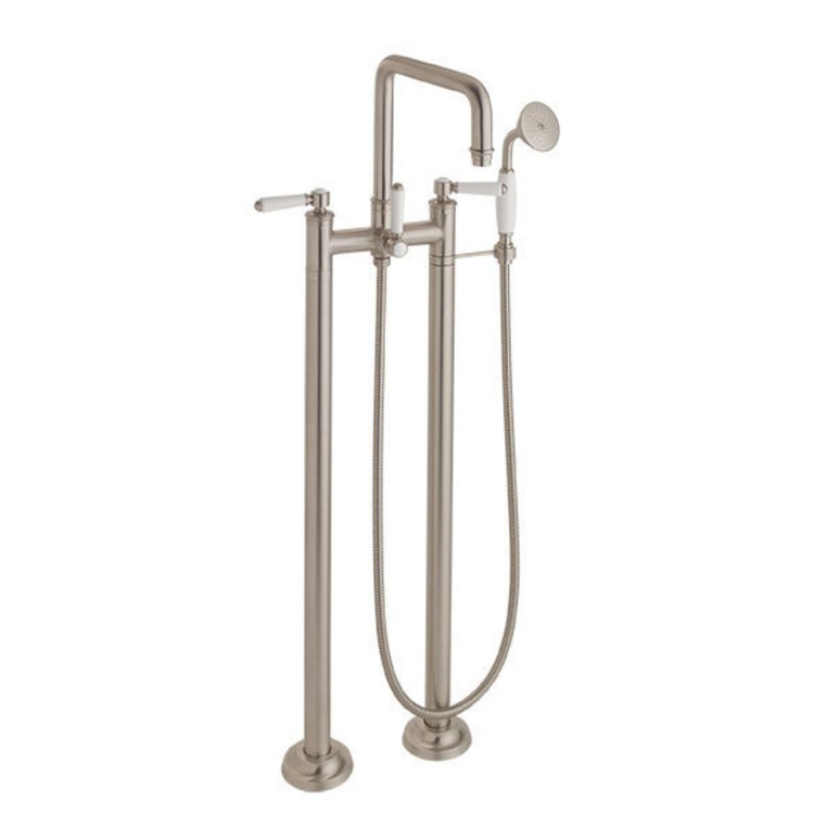 Tub Filler Hermosa Traditional Floor Mount with Handshower 7 Inch Spread 3 Series 48 Cross Polished Chrome 2 Hole - Frankwebs