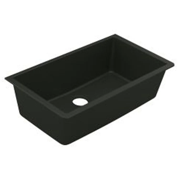 Kitchen Sink Granite Series 33 x 18-1/2 Inch 9-1/2 Inch Single Bowl Matte Black Undermount Rear Center Drain - Frankwebs