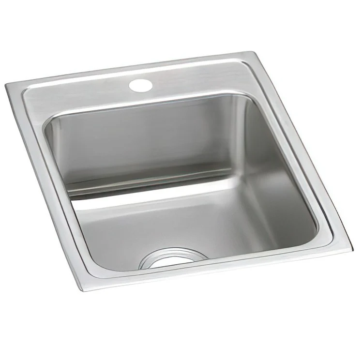 Kitchen Sink Lustertone Classic 17 x 22 Inch Single Bowl MR2 Hole ADA Lustrous Satin Drop-In Rectangle Drain Location Rear Center Depth 6-1/2 Inch Bottom Only Pads - Frankwebs