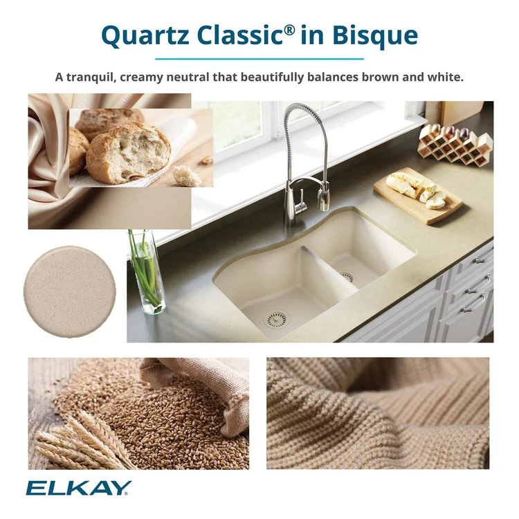Kitchen Sink Quartz Classic 33 x 22 Inch Double Bowl Equal with Aqua Divide Bisque Drop-In - Frankwebs