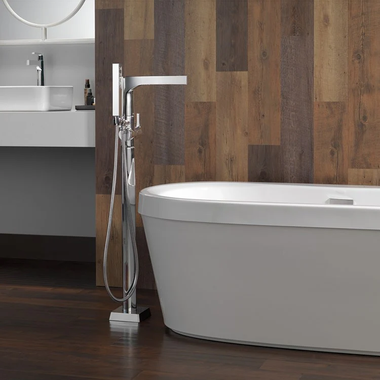 Zura Single Handle Freestanding Floor Mount Tub Filler with Handshower - Frankwebs