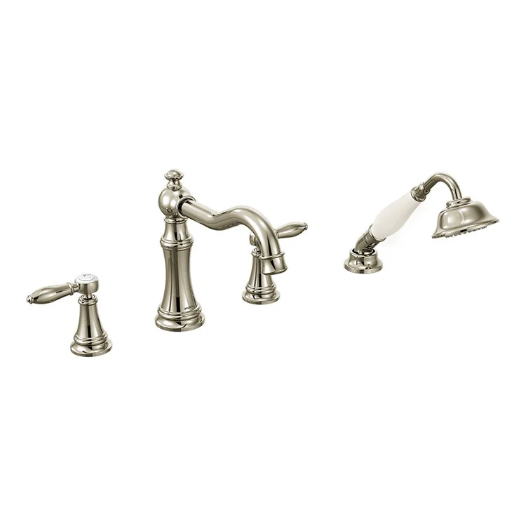 Weymouth Two-Handle High-Arc Roman Tub Faucet with Cross Handles/Handshower - Frankwebs
